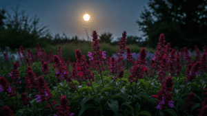Beautiful salvias at night