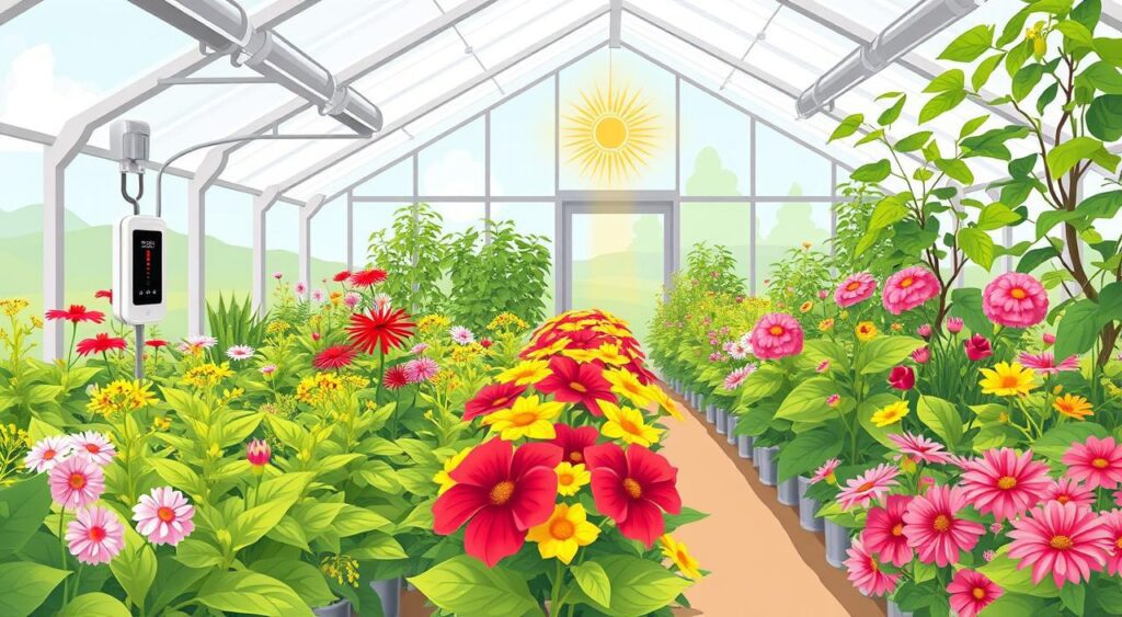 Image of a greenhouse with a temperature control system